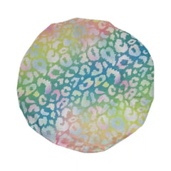 Bright Pastel Leopard Satin-Lined Waterproof Shower Cap
