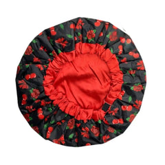 Cherries & Bows Satin-Lined Waterproof Shower Cap