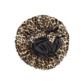 Leopard & Black Oversized Satin Sleep Bonnet